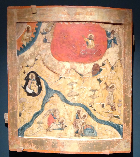 Икона Огненное восхождении пророка Илии. XVII век, Русский Север
